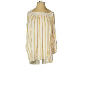 Urban Outfitters Lace Trimmed Boho Lagenlook  Striped Tunic Size Medium